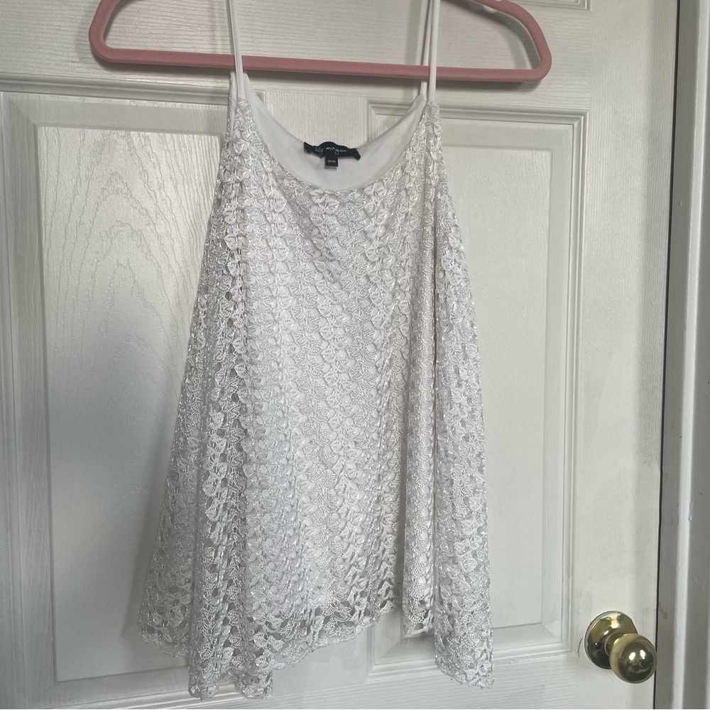 ⭐️(M) Lily Morgan| flowy white lace tank top